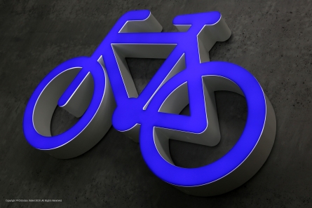 Profil 5 S Lichtwerbung für Fahrradgeschäft.