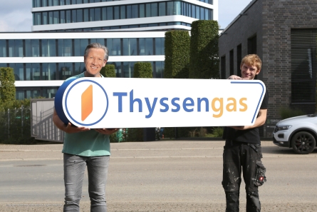 Thyssengas - Handheld und Aufsteller aus leichtem Schaumstoff