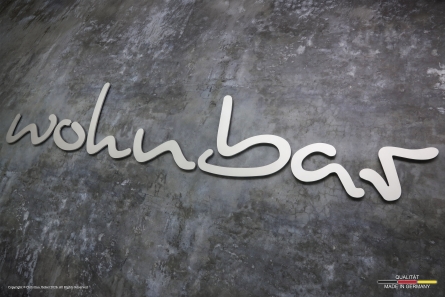 wohnbar - 3D-Logo aus geschliffenem Aluminium