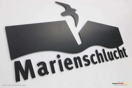 Marienschlucht - Metall-Logo nach RAL matt lackiert