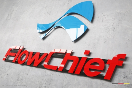 FlowChief - 3D-Logo aus farbigem Acrylglas