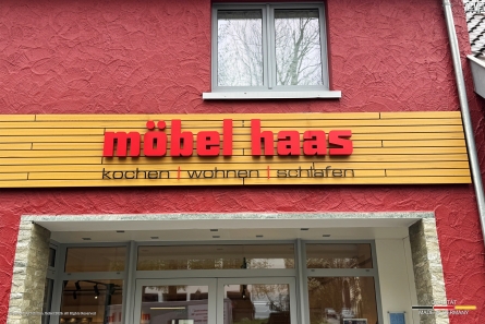 Möbel Haas - Hochwertige Leuchtbuchstaben aus Aluminium (Profil 3)
