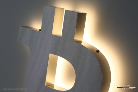 Bitcoin - Beleuchtetes Logo aus Edelstahl (Profil 3)