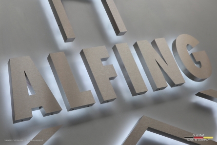ALFING - Beleuchtetes Edelstahllogo (Profil 3)