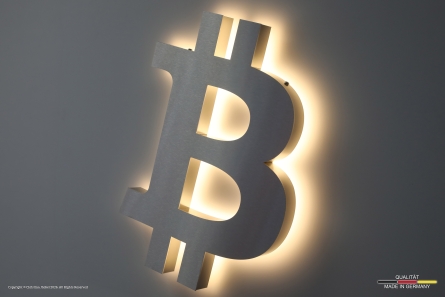 Bitcoin - Beleuchtetes Logo aus Edelstahl (Profil 3)