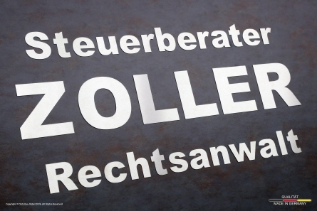 ZOLLER - Edelstahl-Logo für Steuerberater & Rechtsanwalt