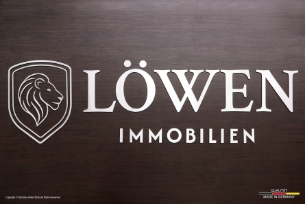 LÖWEN IMMOBILIEN - Hochwertiges Logo und Buchstaben aus Edelstahl