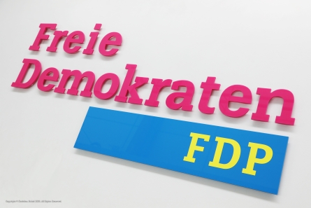 Freie Demokraten FDP - Parteilogo aus farbigem Acrylglas