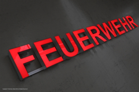 Feuerwehr Leuchtschriftzug mit LED-Beleuchtung.