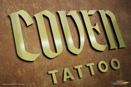 COVEN - Goldenes 3D-Logo für Tattoo-Studio