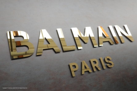 BALMAIN PARIS - Goldene Chrombuchstaben aus poliertem Edelstahl