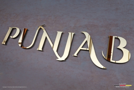 PUNJAB - Goldene Spiegelbuchstaben aus Edelstahl