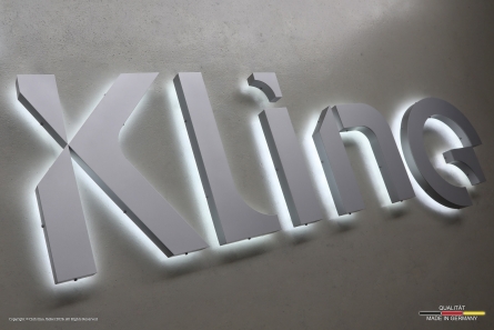 Kling - Hochwertiges Leuchtlogo mit Profil 3 Leuchtbuchstaben aus Aluminium