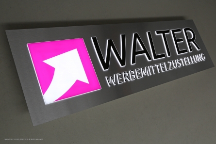 WALTER - Leuchtreklame in Edelstahloptik