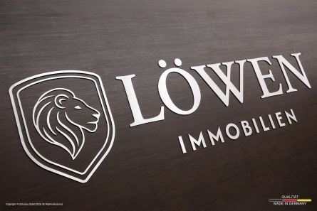 LÖWEN IMMOBILIEN - Hochwertiges Logo und Buchstaben aus Edelstahl