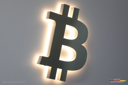 Bitcoin - Beleuchtetes Logo aus Edelstahl (Profil 3)