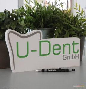 U-Dent - Tischaufsteller für Zahnarztpraxis